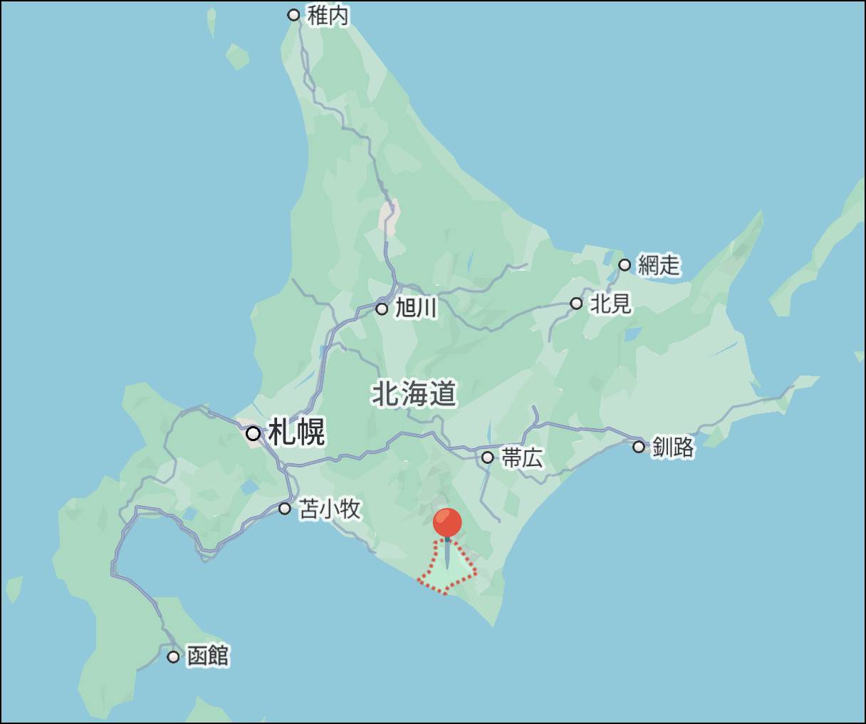 北海道・浦河町の位置を示す地図